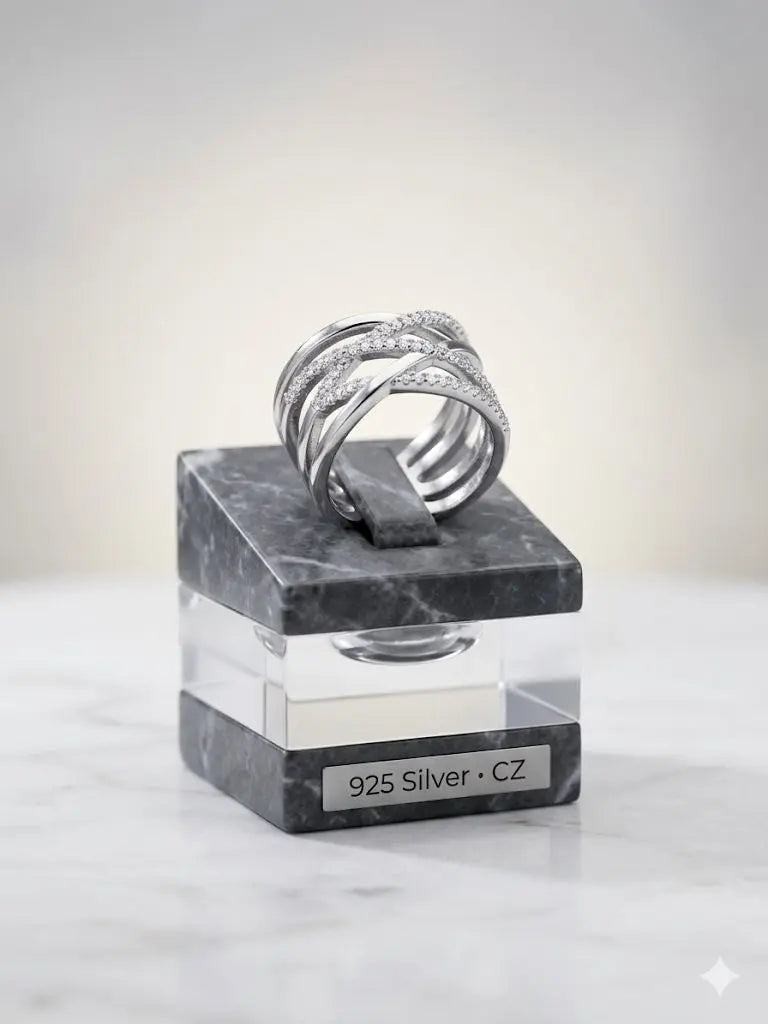 AAA+ Certified, Quality Silver - 925, Gem Cubic Zirconia, Size Adjustable, Weight 4.3gm, ABC-J59